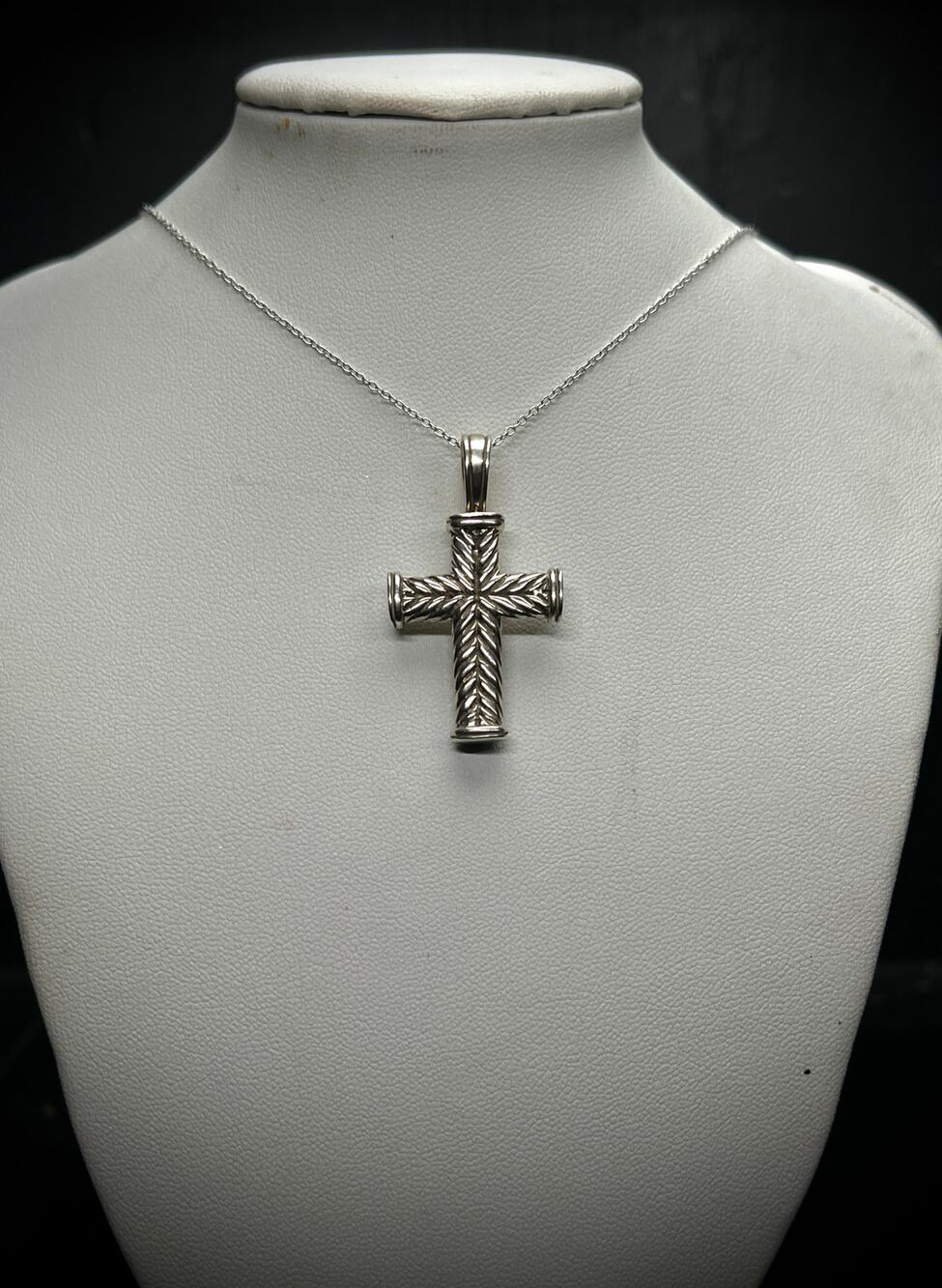 Chevron Cross Sterling Silver Pendant